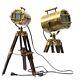 Vintage Model Searchlight Wood Antique Tripod Style Lamps Led Brown-brass