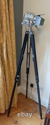 Vintage, Mole Richardson studio light on wooden tripod. Type 1404