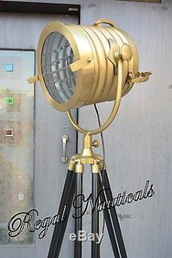 Vintage Movie Spot Light Floor Standing Tripod Searchlight Antique Light