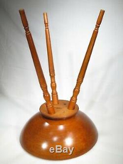 Vintage Munising Marked Wood Bowl 13.5 x 5 1/2 Removable Tri-Pod 15.5 Legs