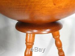 Vintage Munising Marked Wood Bowl 13.5 x 5 1/2 Removable Tri-Pod 15.5 Legs