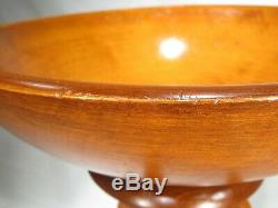 Vintage Munising Marked Wood Bowl 13.5 x 5 1/2 Removable Tri-Pod 15.5 Legs