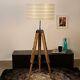 Vintage Natural Wooden Tripod Floor Lamp Stand Without Shade Nautical Home Decor