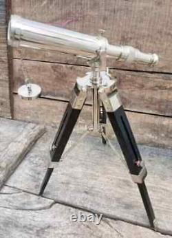 Vintage Nautical Antique Decorative Gift Solid Brass Telescope with Wooden Tripod