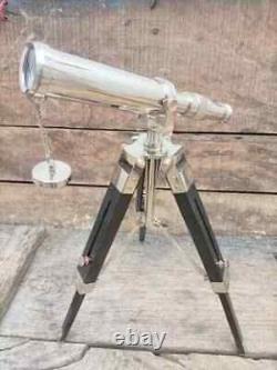 Vintage Nautical Antique Decorative Gift Solid Brass Telescope with Wooden Tripod