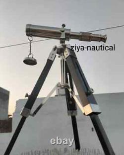 Vintage Nautical Antique Decorative Gift Solid Brass Telescope with Wooden Tripod