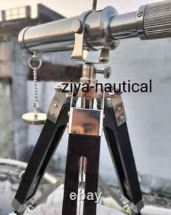 Vintage Nautical Antique Decorative Gift Solid Brass Telescope with Wooden Tripod