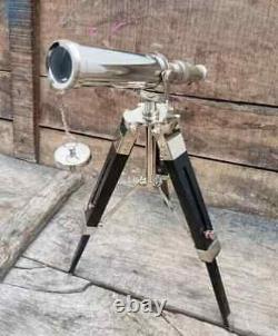 Vintage Nautical Antique Decorative Gift Solid Brass Telescope with Wooden Tripod