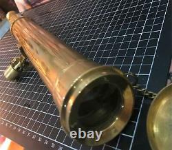 Vintage Nautical Brass Binocular Telescope with Wooden Tripod