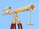 Vintage Nautical Brass Telescope 39'' Harbormaster Double Barrel With Wood Tripod