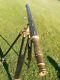 Vintage Nautical Brass Withwood Inlaid Floor Standing Telescope With Tripod