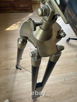 Vintage Nautical Brass Withwood Inlaid Floor Standing Telescope With tripod