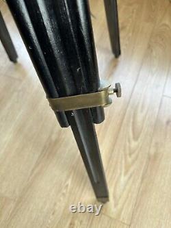 Vintage Nautical Brass Withwood Inlaid Floor Standing Telescope With tripod