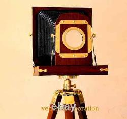 Vintage Nautical Designer Wooden Camera With Tripod Retro Look Nautical Designer