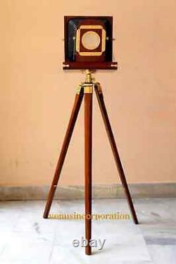 Vintage Nautical Designer Wooden Camera With Tripod Retro Look Nautical Designer