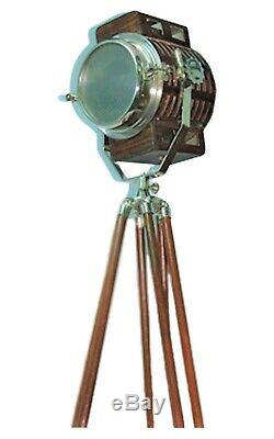Vintage Nautical Floor Lamp/Spotlight Wooden Tripod/Stand, Bright Lumen MS SI-06