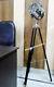 Vintage Nautical Floor Searchlight With Natural Wooden Tripod Stand