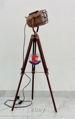 Vintage Nautical Searchlight Marine Spotlight Retro Tripod Floor Lamp Decor etc