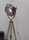 Vintage Nautical Searchlight Spotlight Lamp Floor Tripod Wooden Tripod Decor