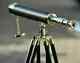 Vintage Nautical Solid Brass Stylish Telescope With Wooden Tripod Stand Gift