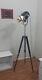 Vintage Nautical Spot Light Floor Lamp Searchlight With Tripod Wooden Stand Lamp
