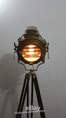 Vintage Nautical Spotlight Nautical Floor Lamp Wooden Tripod Home Decor