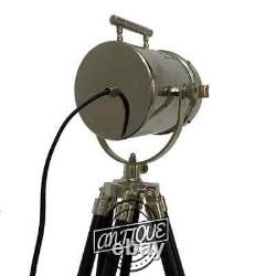 Vintage Nautical Spotlight Wooden Tripod Desk Lamp Stand Home/Office Table LED