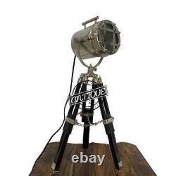 Vintage Nautical Spotlight Wooden Tripod Desk Lamp Stand Home/Office Table LED
