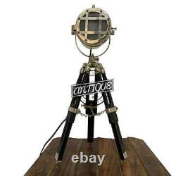 Vintage Nautical Spotlight Wooden Tripod Desk Lamp Stand Home/Office Table LED