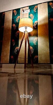 Vintage Nautical Wooden Brass Tripod Stand For Table Lamp Home & Office Decor