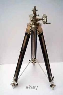 Vintage Nautical Wooden Corner Floor Tripod Stand Brass Brown Suitabl For Camera