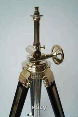 Vintage Nautical Wooden Corner Floor Tripod Stand Brass Brown Suitabl For Camera
