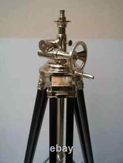 Vintage Nautical Wooden Corner Floor Tripod Stand Brass Brown Suitabl For Camera