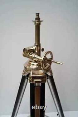 Vintage Nautical Wooden Corner Floor Tripod Stand Brass Brown Suitabl For Camera