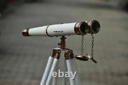 Vintage Nautical binocular With Tripod Stand Watching Brass Spyglass Item