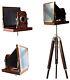 Vintage Nautical Old London Wooden Camera On Hardwood Tripod Stand For Decor