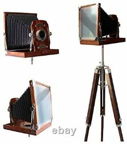 Vintage Nautical old London Wooden Camera On Hardwood Tripod Stand For Decor