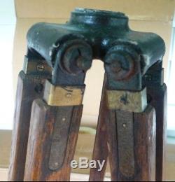Vintage Oak Wooden Surveyors Adjustable Tripod Lamp Base Repurpose Antique Nice
