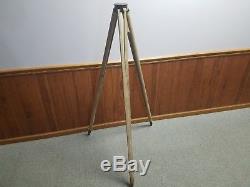 Vintage Old Wooden Brunson Tripod Stand Base Industrial 5 Feet Surveyor