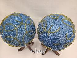 Vintage Pair Of Spaghetti Table Lamp Ball Flower Style Tri Pod Space Age Atomic