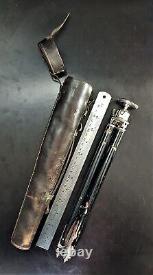 Vintage Photography Tripod Camera Gear Collapsible in Leather Case