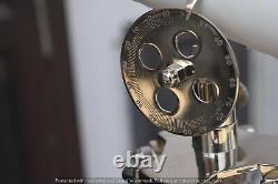 Vintage Retro Double Barrel Sailor Spyglass Telescope With Wooden Tripod Stand
