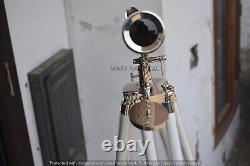 Vintage Retro Double Barrel Sailor Spyglass Telescope With Wooden Tripod Stand