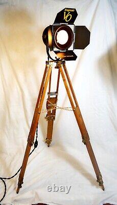 Vintage Seagrams VO Wood and Brass Tripod Stage Lamp Tabletop