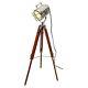 Vintage Searchlight Floor Spotlight Wooden Tripod Stand Light Lamp Decor