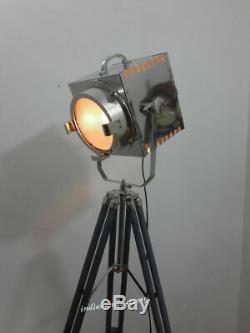 Vintage Searchlight Grey Tripod Stand Authentic Spotlight Hollywood