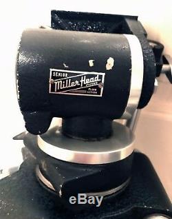 Vintage Senior Miller Head Adjustable Wood Tripod Fluid Action Head Tri pod