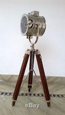 Vintage Ship Floor Lamp Spotlight Model Wooden Tripod Focus Light Corner Lamps