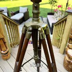 Vintage Solid Brass Telescope Wooden Adjustable Tripod Nautical 36 Halloween