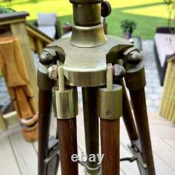Vintage Solid Brass Telescope Wooden Adjustable Tripod Nautical 36 Halloween